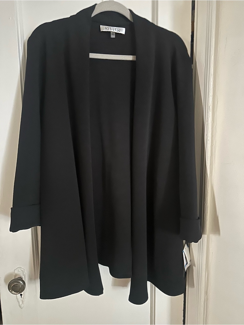 Kasper Black Open-Front Drape Jacket